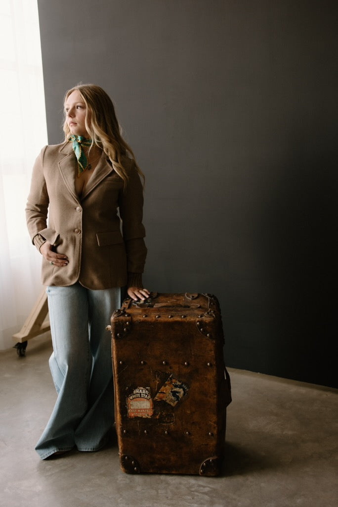 Ribbed Sweater Cuff Blazer