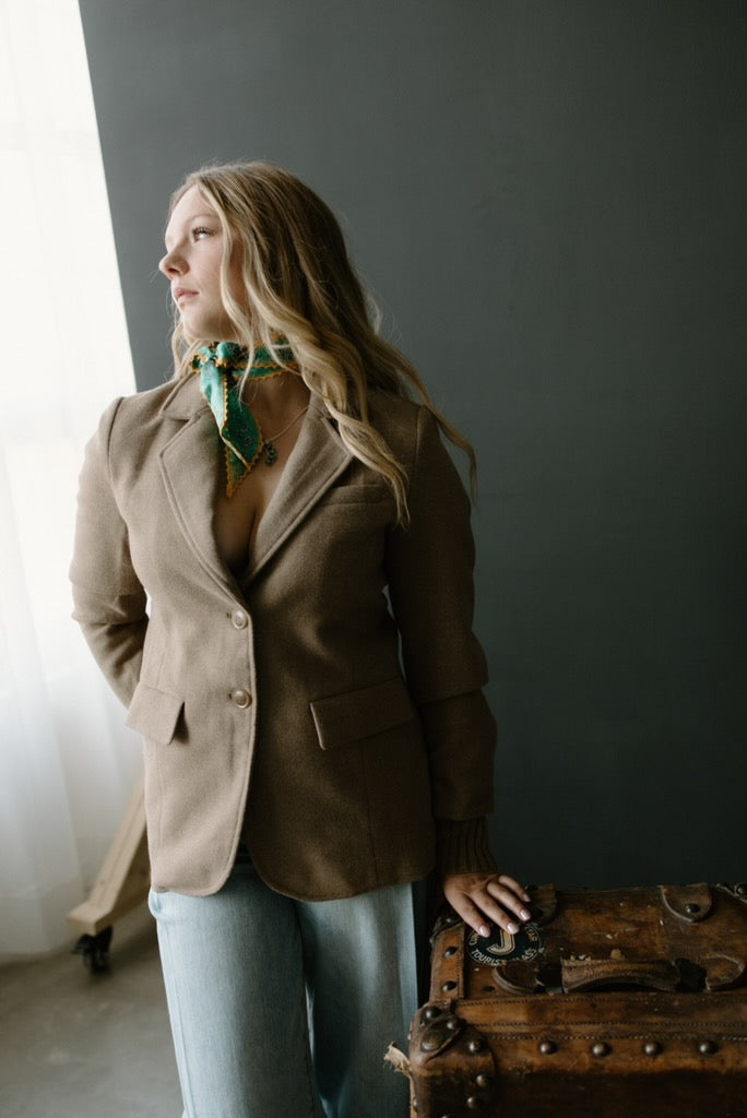 Ribbed Sweater Cuff Blazer