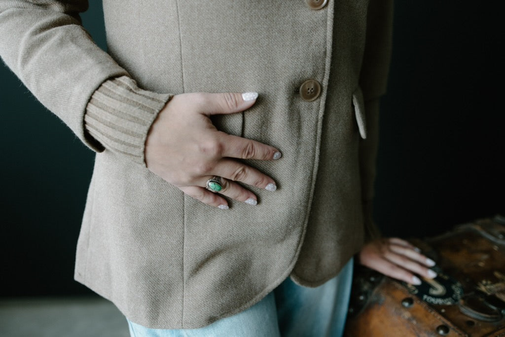 Ribbed Sweater Cuff Blazer