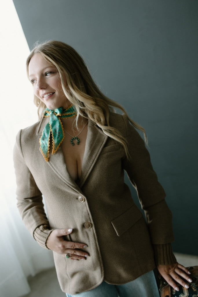 Ribbed Sweater Cuff Blazer