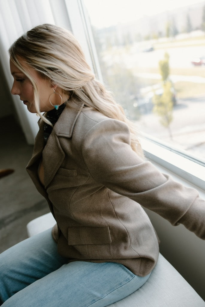 Ribbed Sweater Cuff Blazer