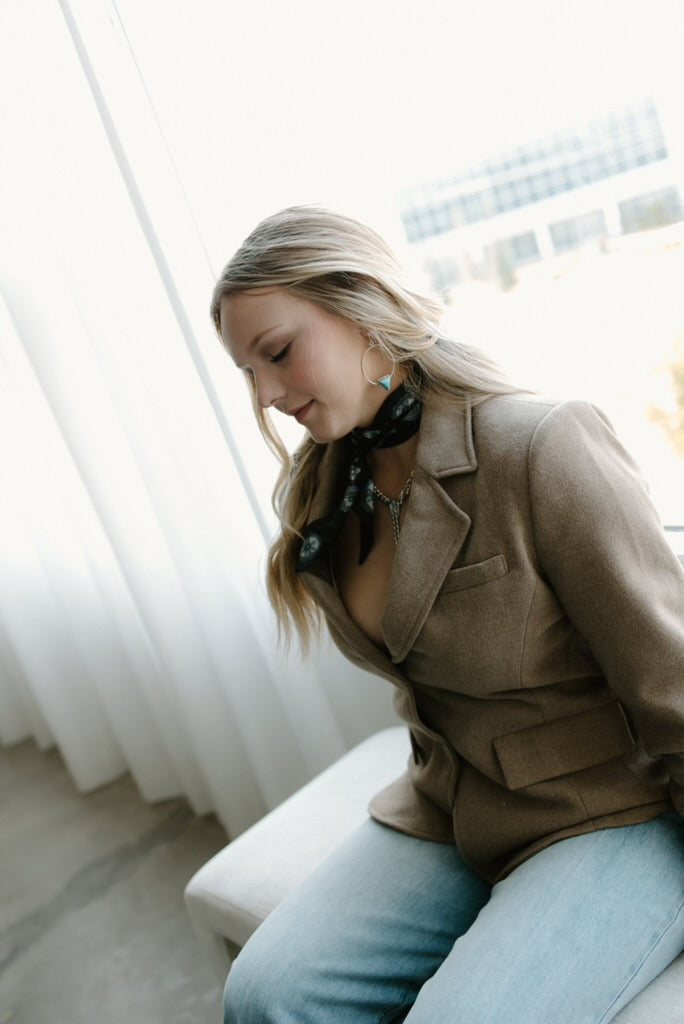 Ribbed Sweater Cuff Blazer