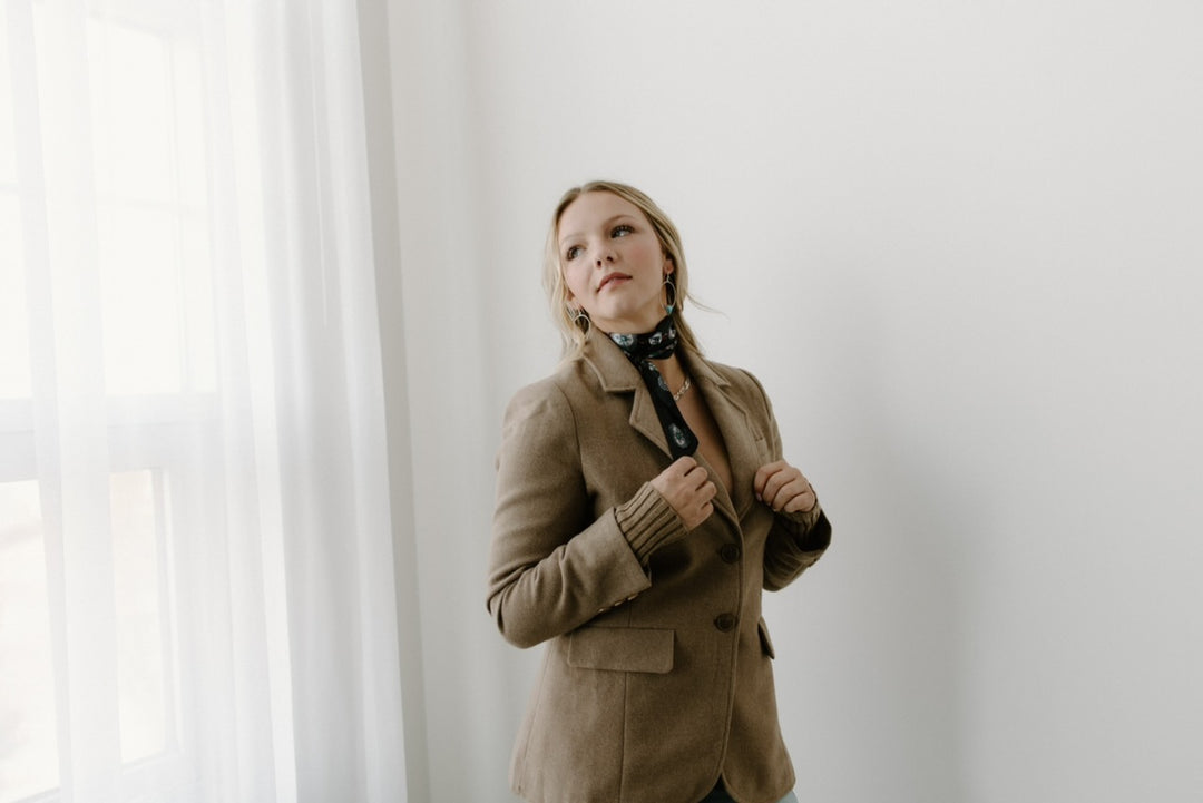 Ribbed Sweater Cuff Blazer