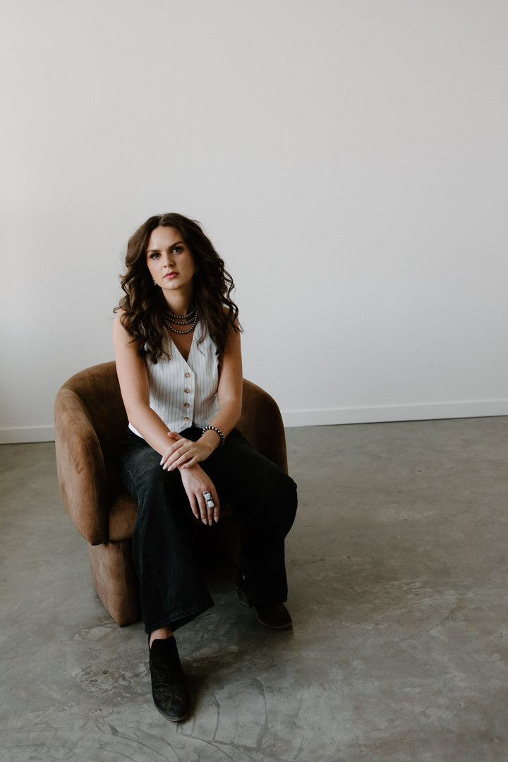 Pinstripe Back Tie Vest