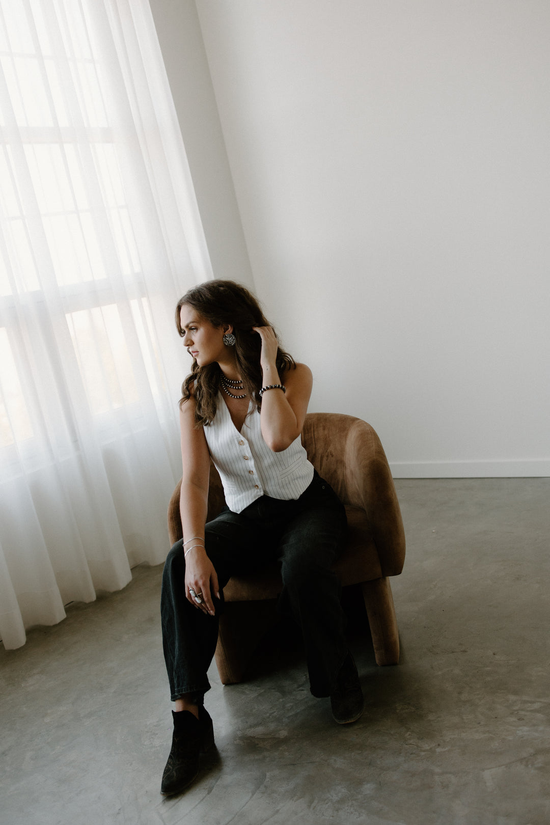 Pinstripe Back Tie Vest