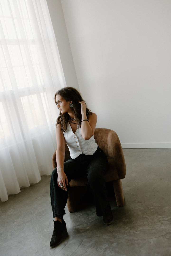 Pinstripe Back Tie Vest
