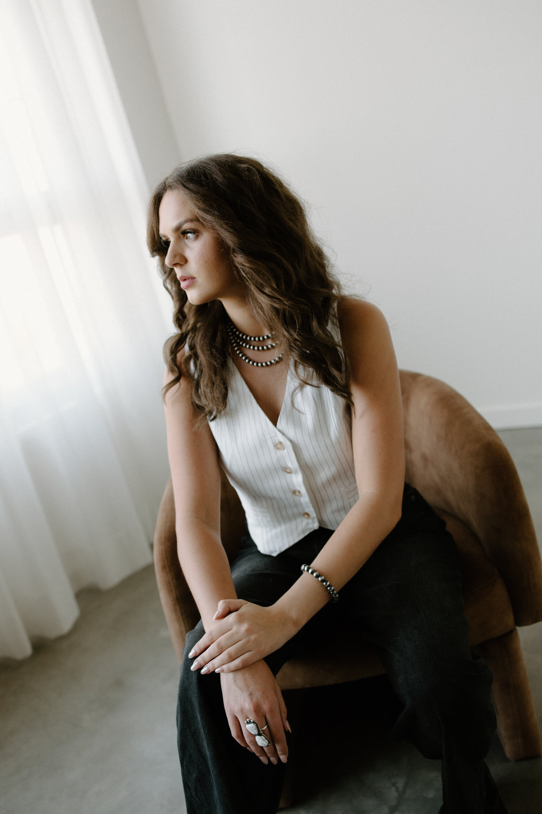 Pinstripe Back Tie Vest