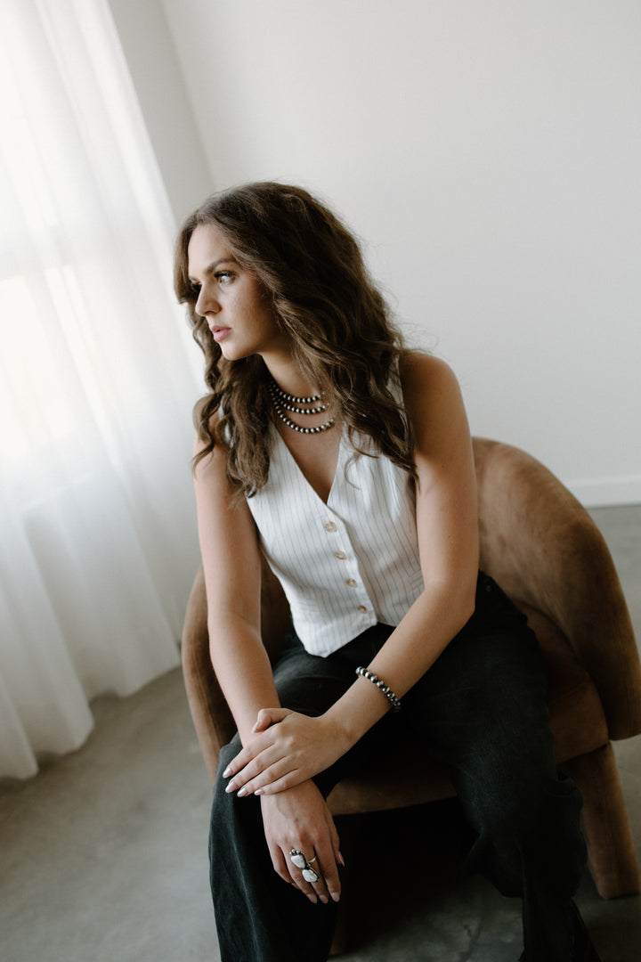 Pinstripe Back Tie Vest