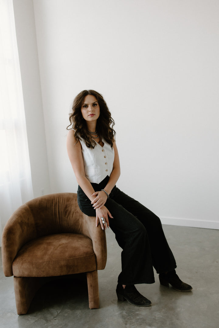 Pinstripe Back Tie Vest