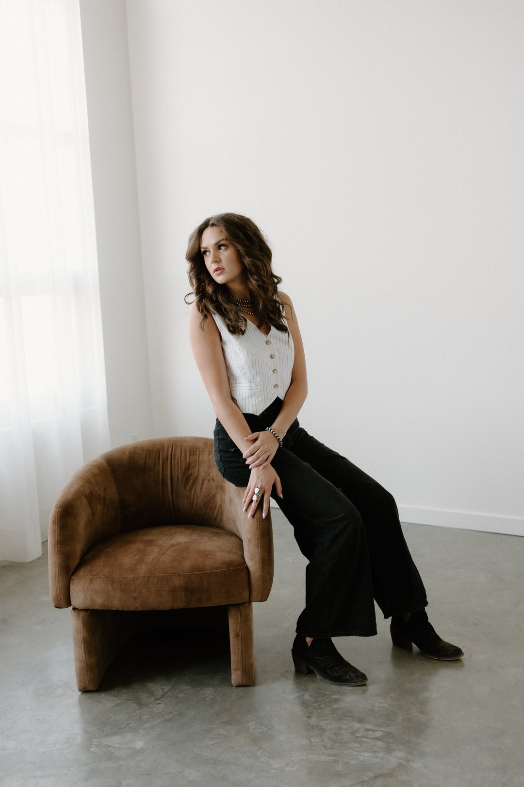 Pinstripe Back Tie Vest