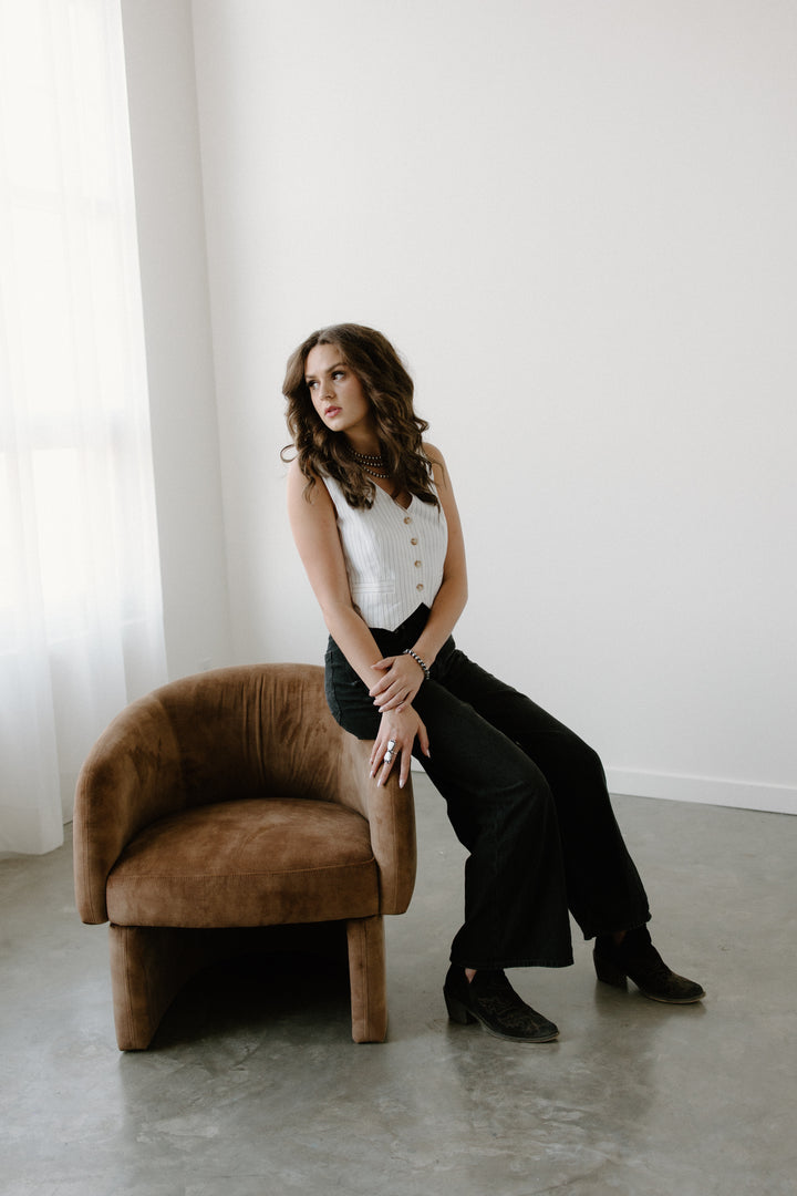 Pinstripe Back Tie Vest