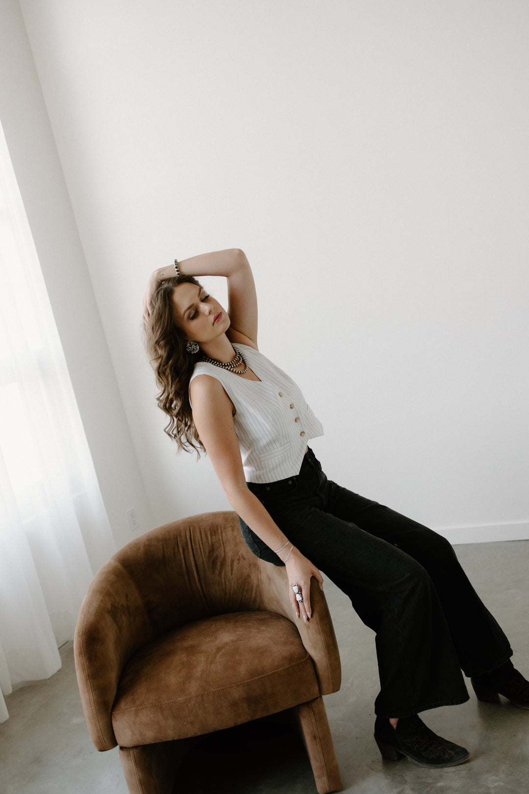 Pinstripe Back Tie Vest