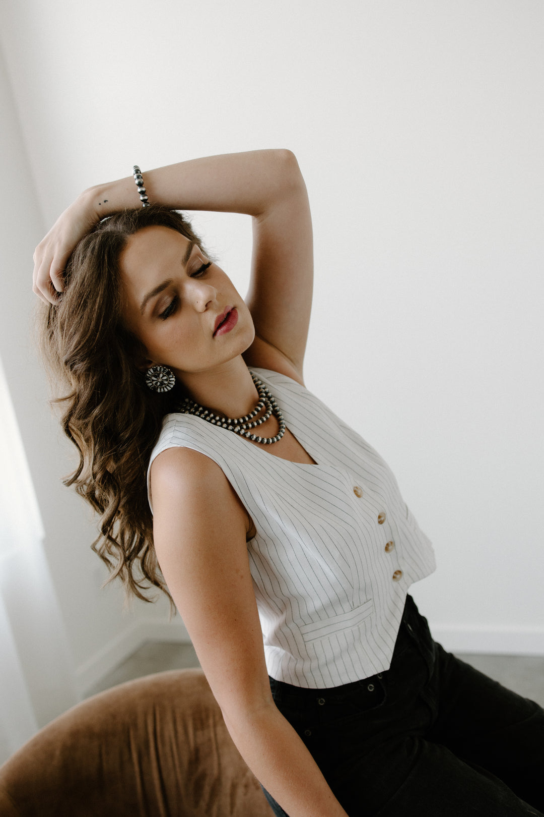 Pinstripe Back Tie Vest