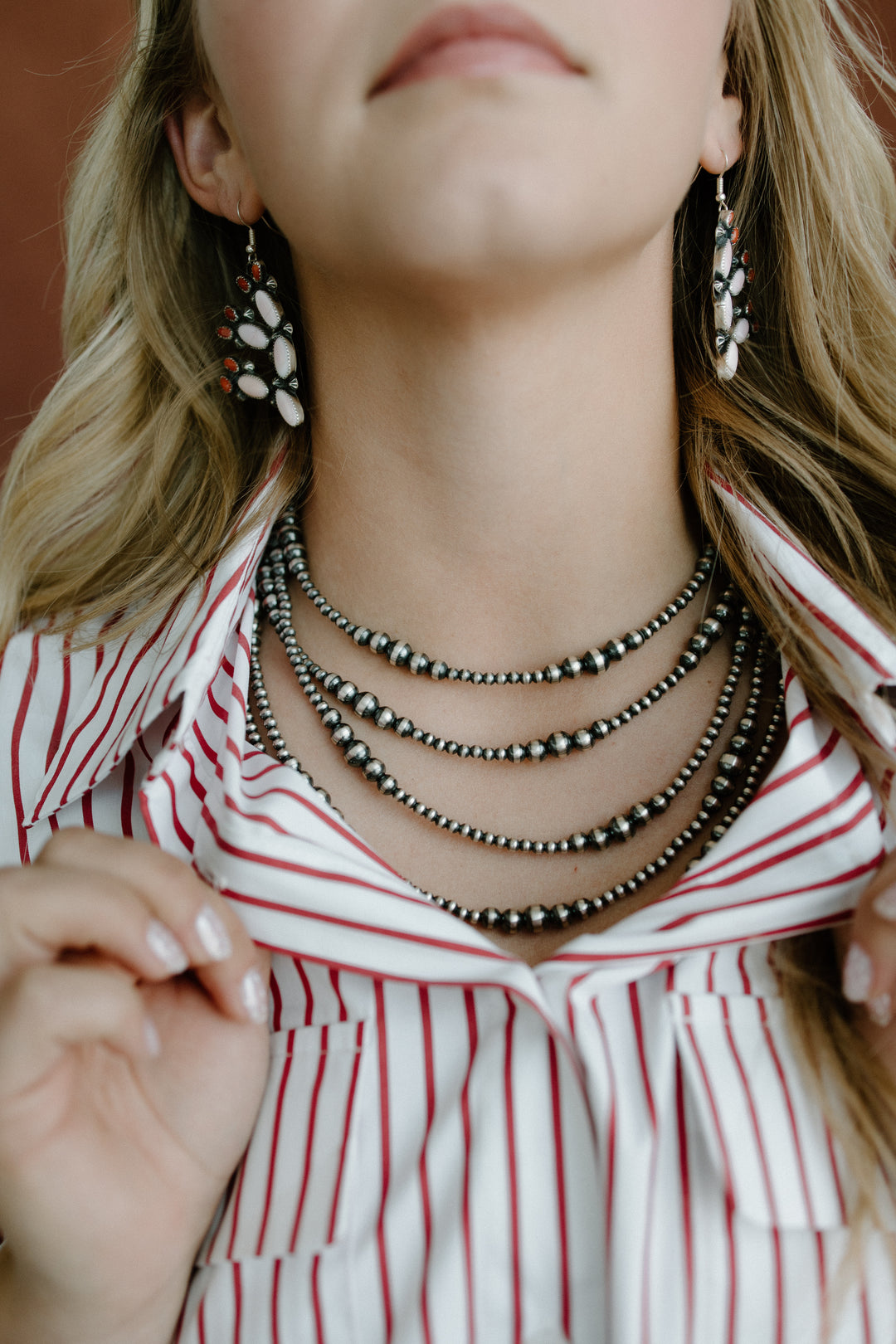 Pinstripe Cropped Shirt - Red