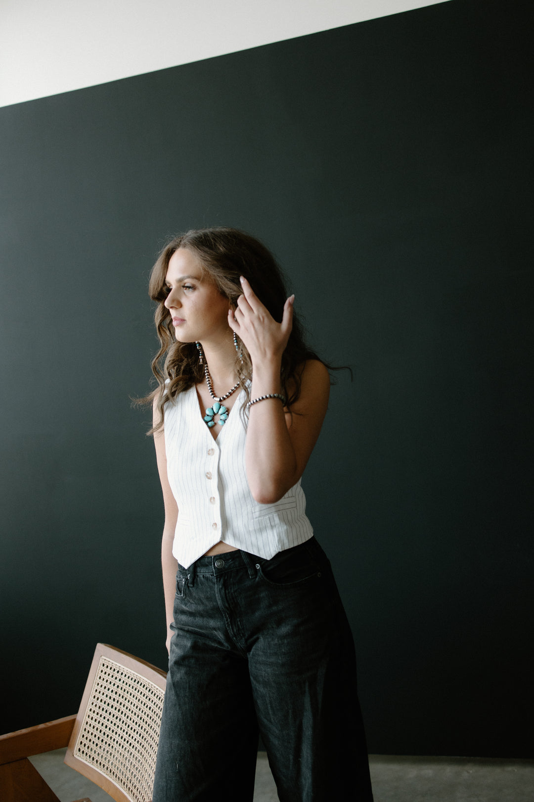 Pinstripe Back Tie Vest