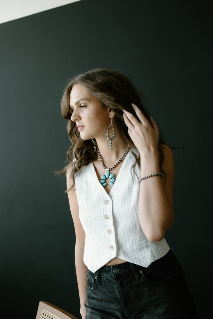 Pinstripe Back Tie Vest