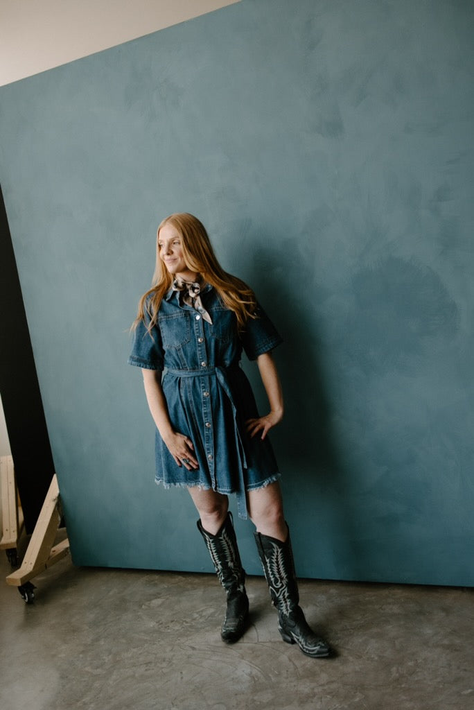 Belted Denim Shirt Dress