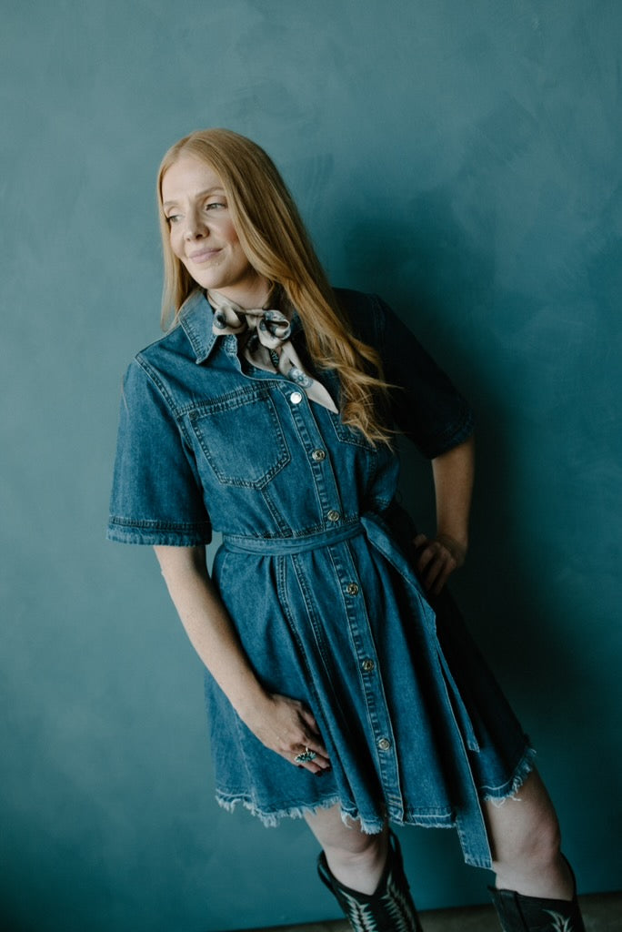 Belted Denim Shirt Dress