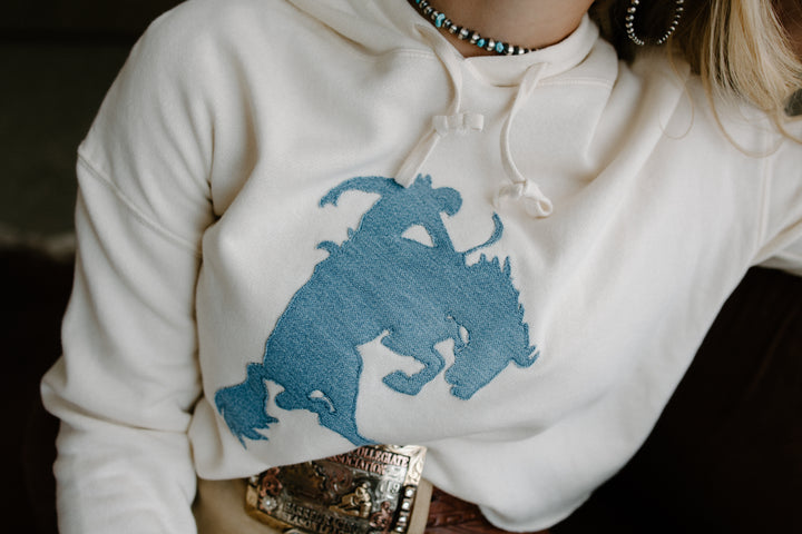 BKR Denim Bronc Cream Cropped Hoodie