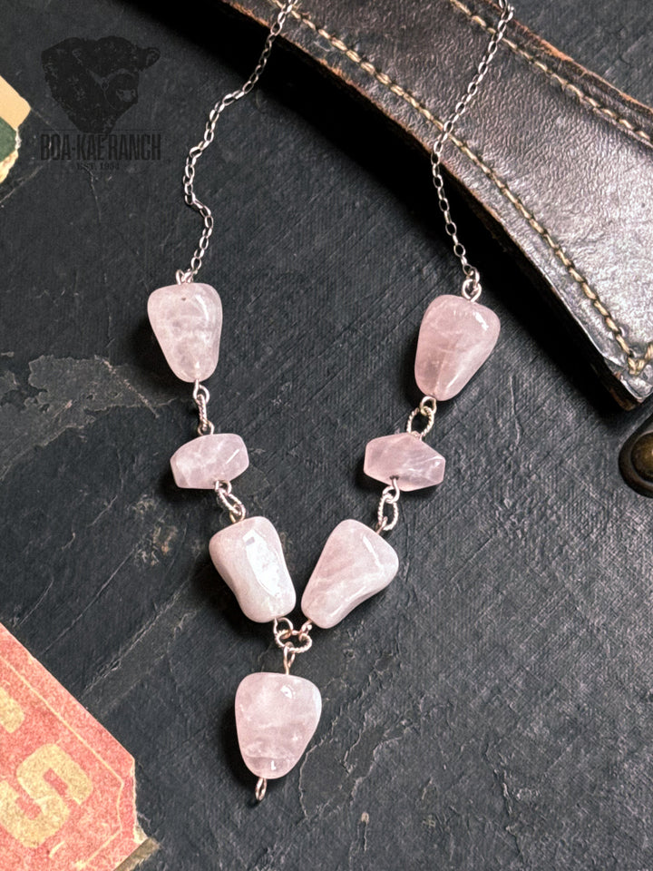 Rose Quartz Drop Necklace