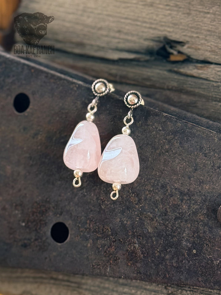 Rose Quarts Stud Earrings