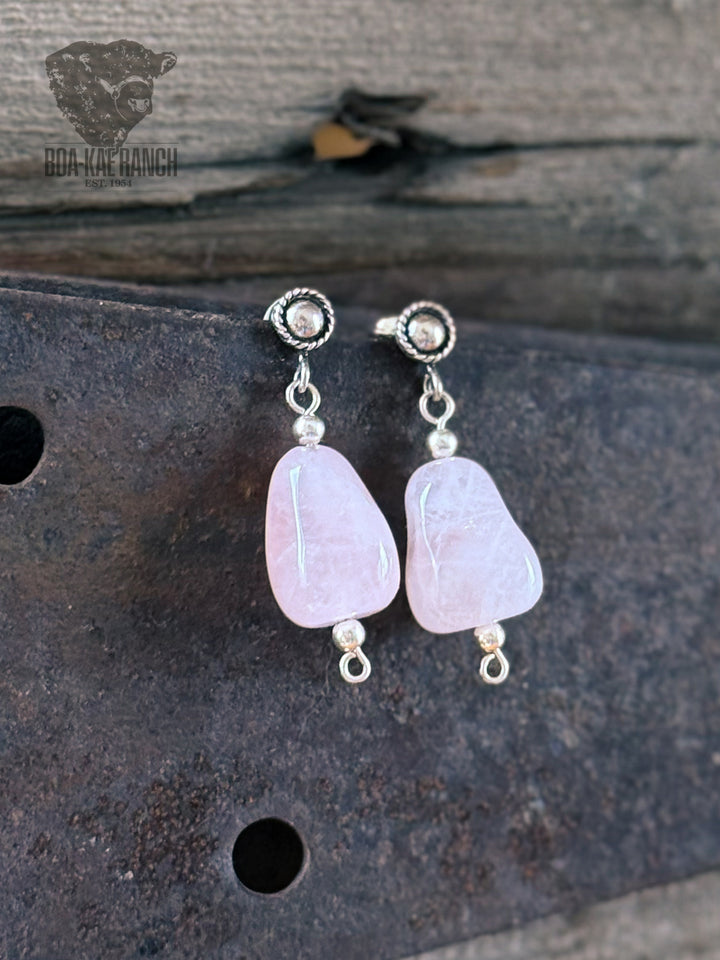 Rose Quarts Stud Earrings