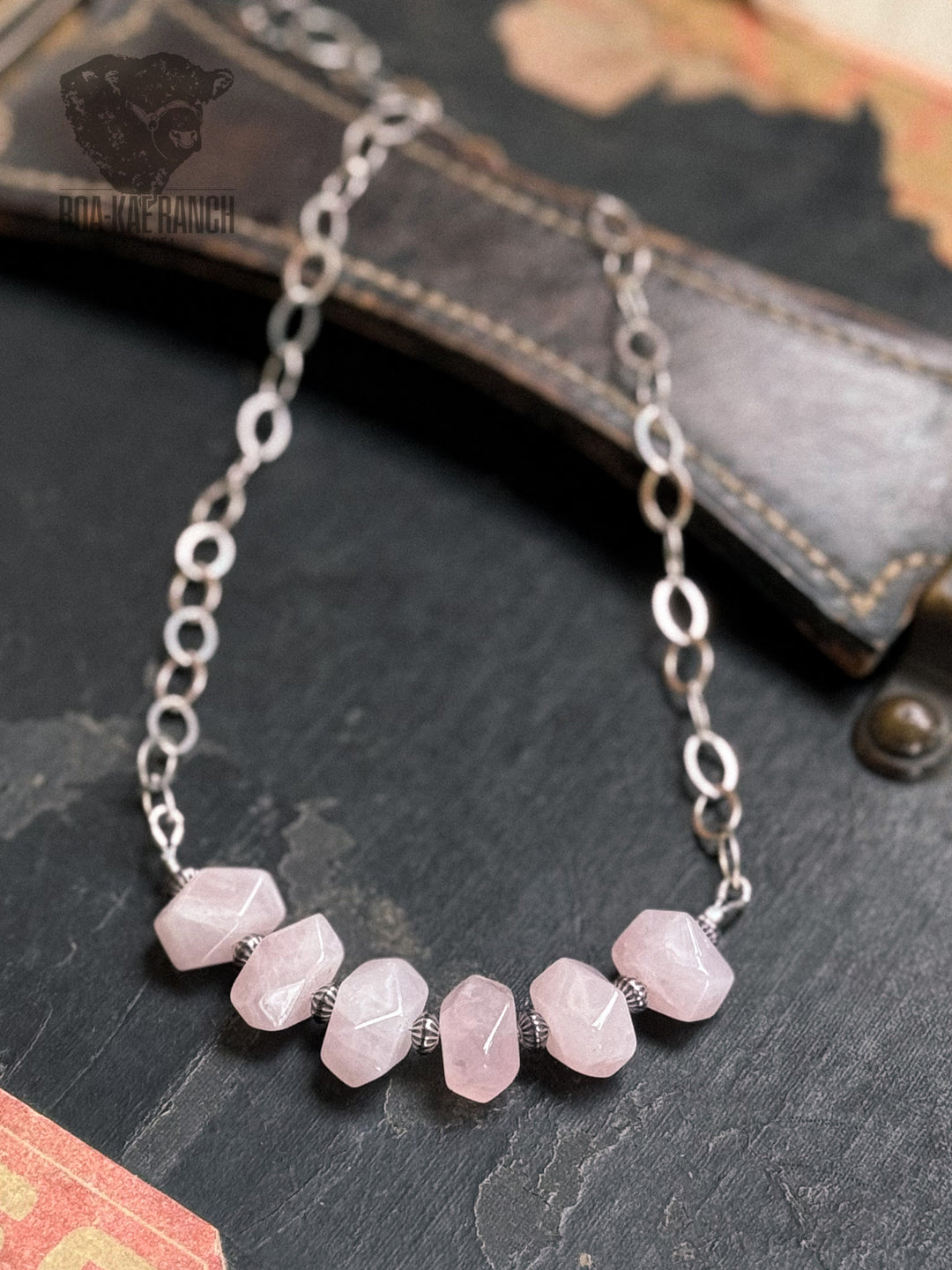 Rose Quartz Bar Necklace