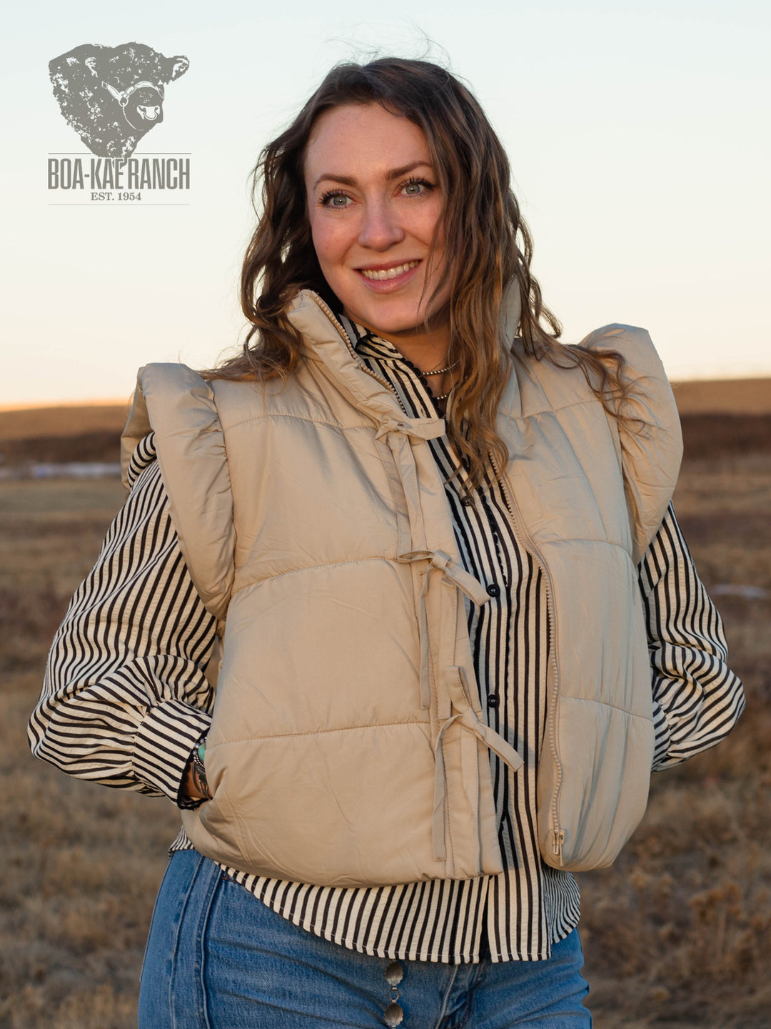 Striped Scallop Trim Blouse