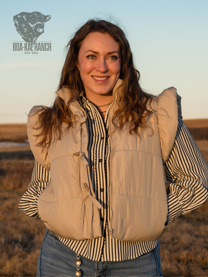 Striped Scallop Trim Blouse