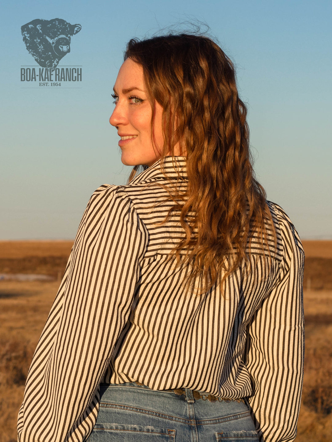 Striped Scallop Trim Blouse