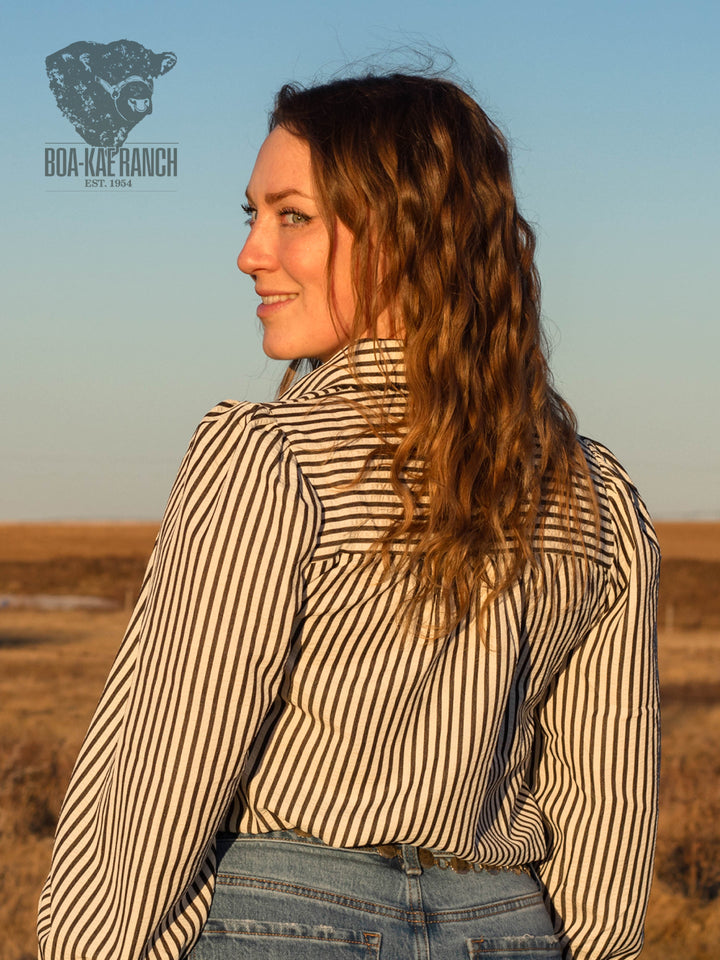 Striped Scallop Trim Blouse