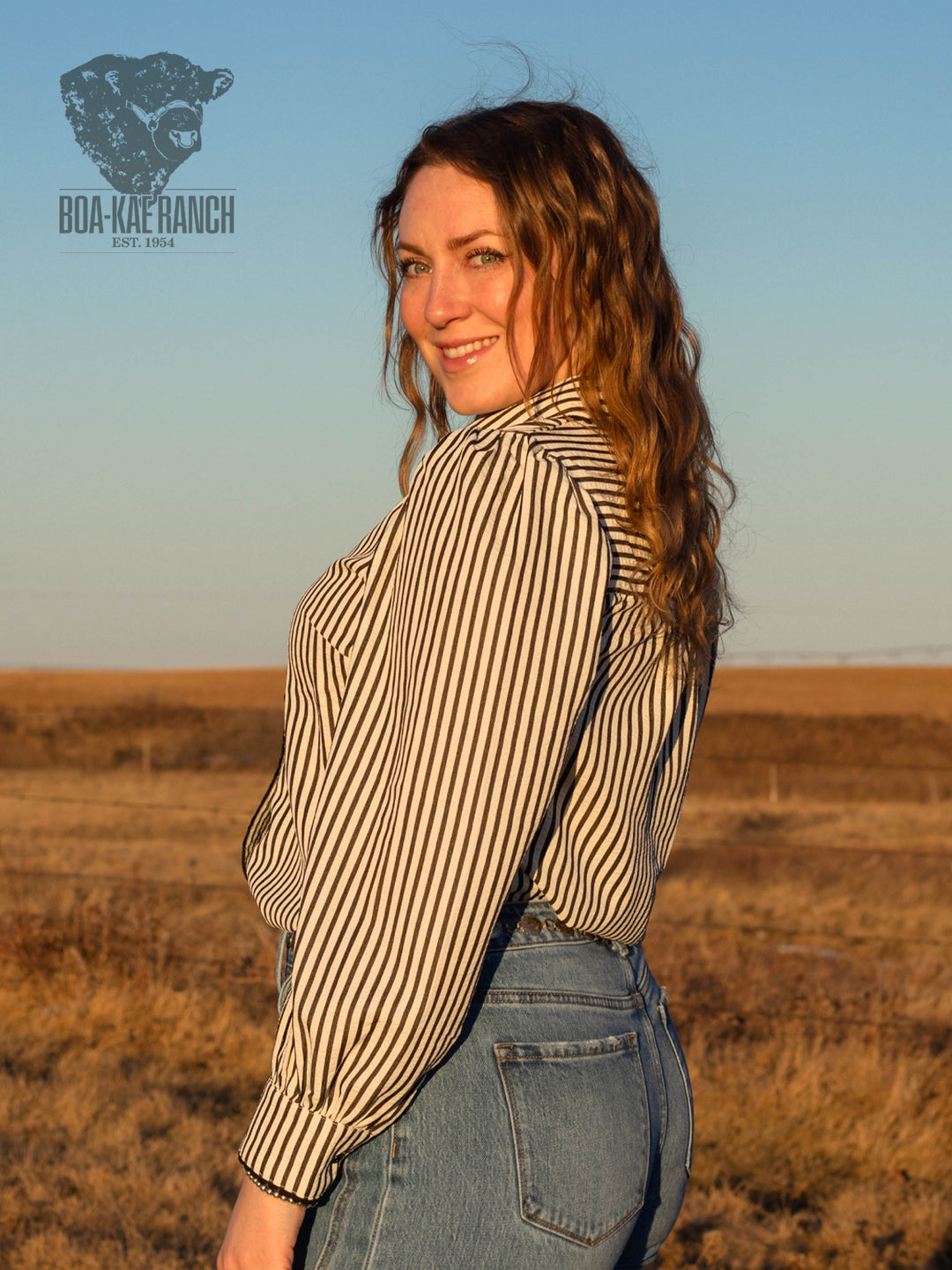 Striped Scallop Trim Blouse