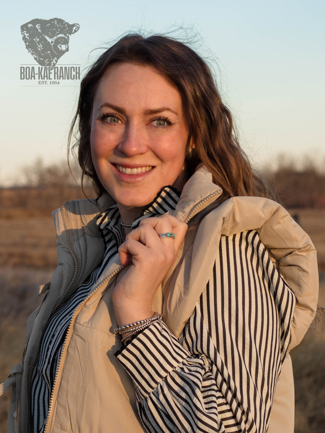 Striped Scallop Trim Blouse