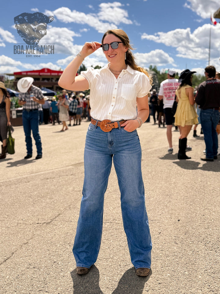 Button Up Puff Short Sleeve Shirt