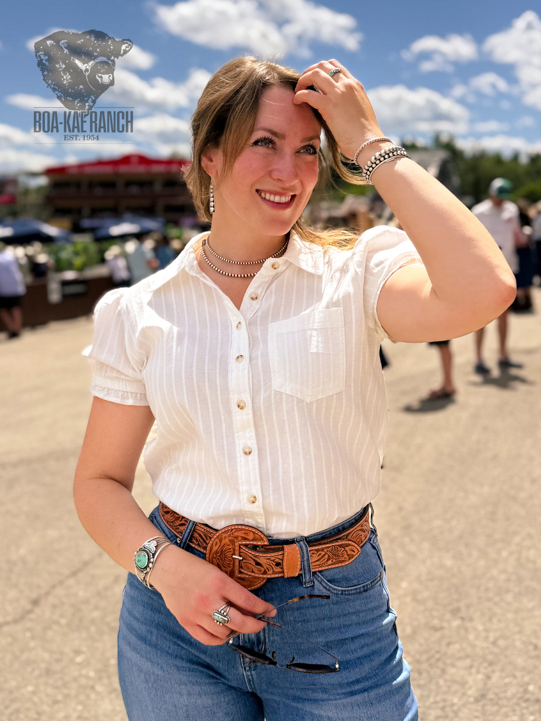 Button Up Puff Short Sleeve Shirt