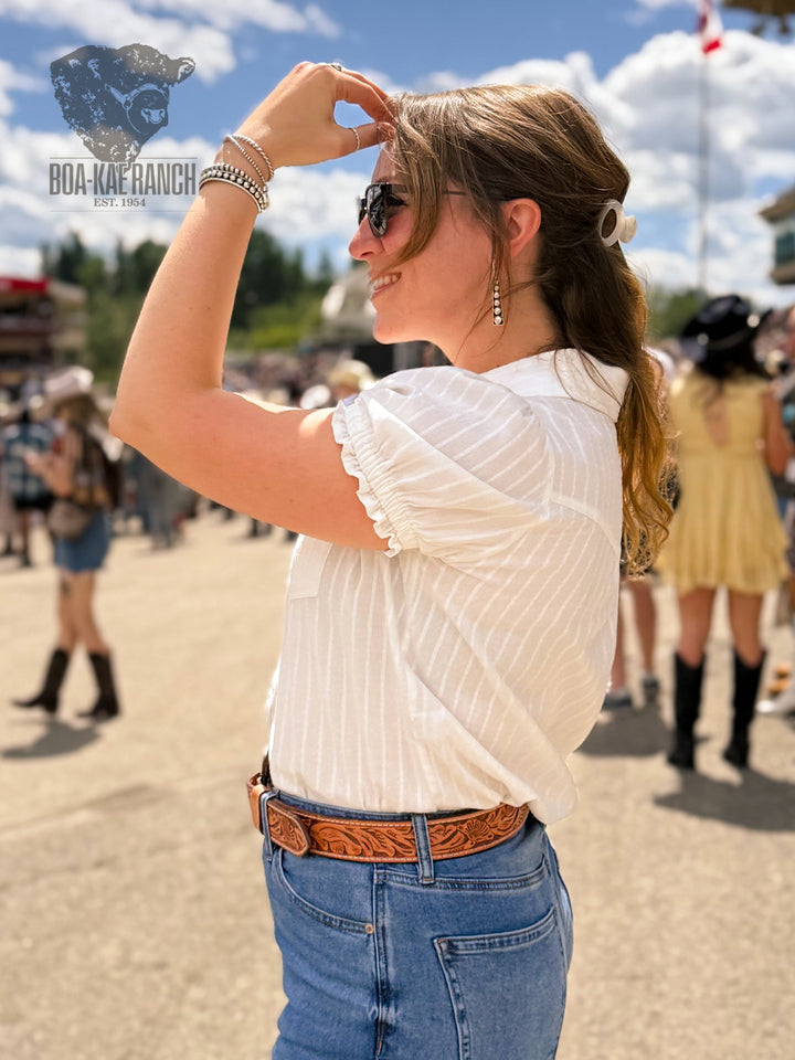 Button Up Puff Short Sleeve Shirt