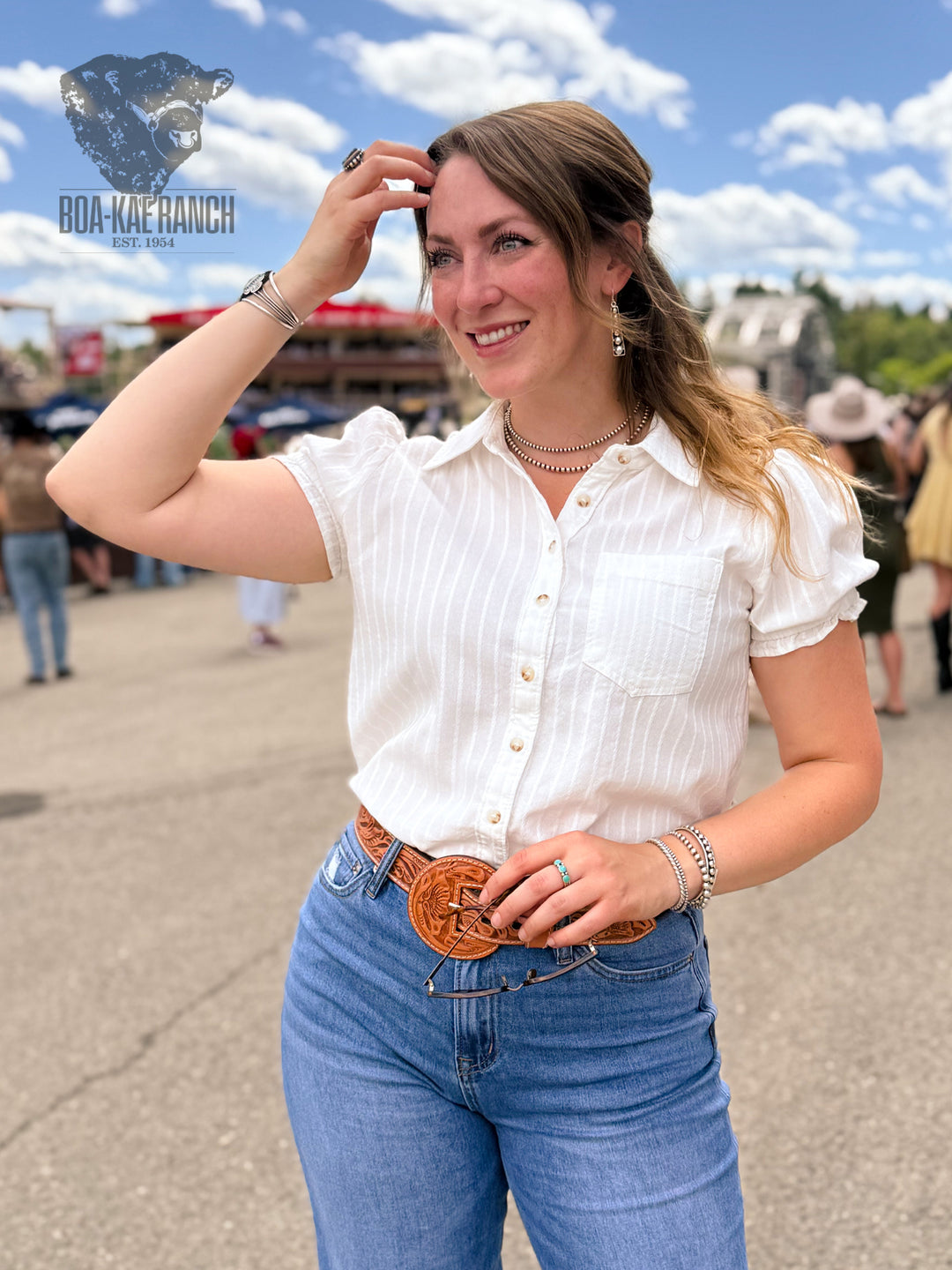 Button Up Puff Short Sleeve Shirt