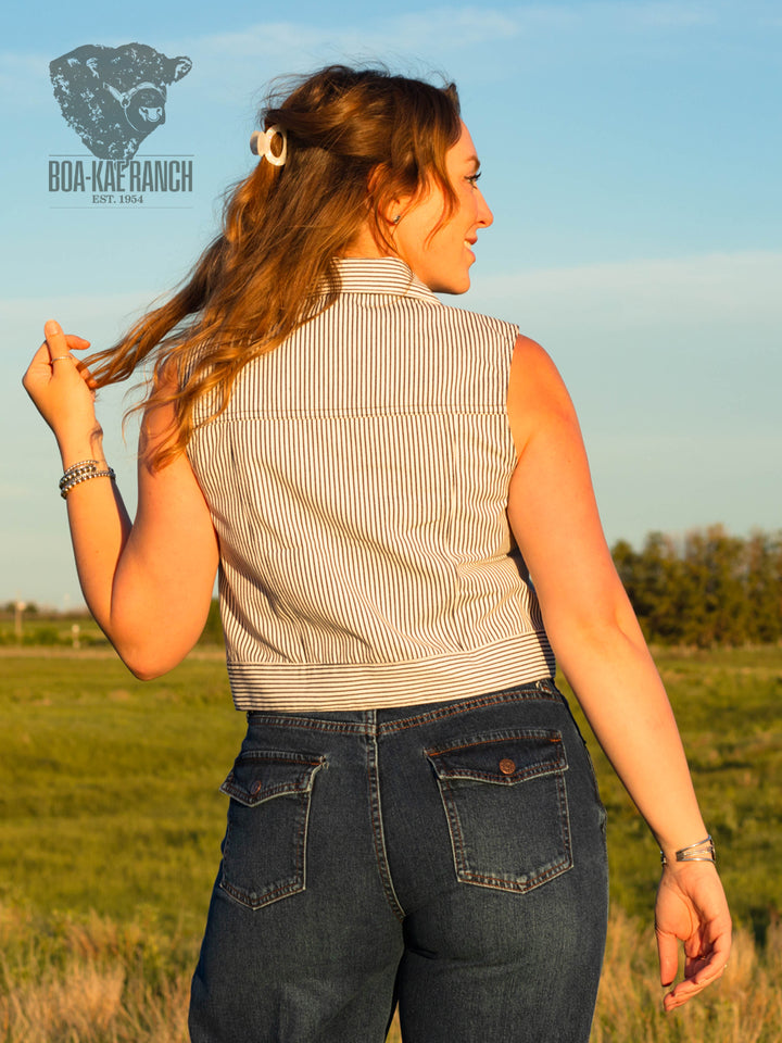 Railroad Pinstripe Tie Denim Vest