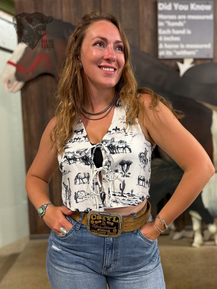 Ranch Print Tie-Up Vest