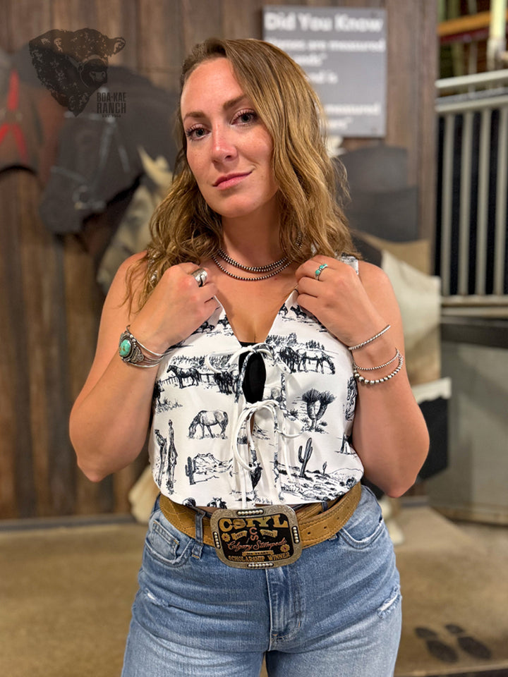 Ranch Print Tie-Up Vest