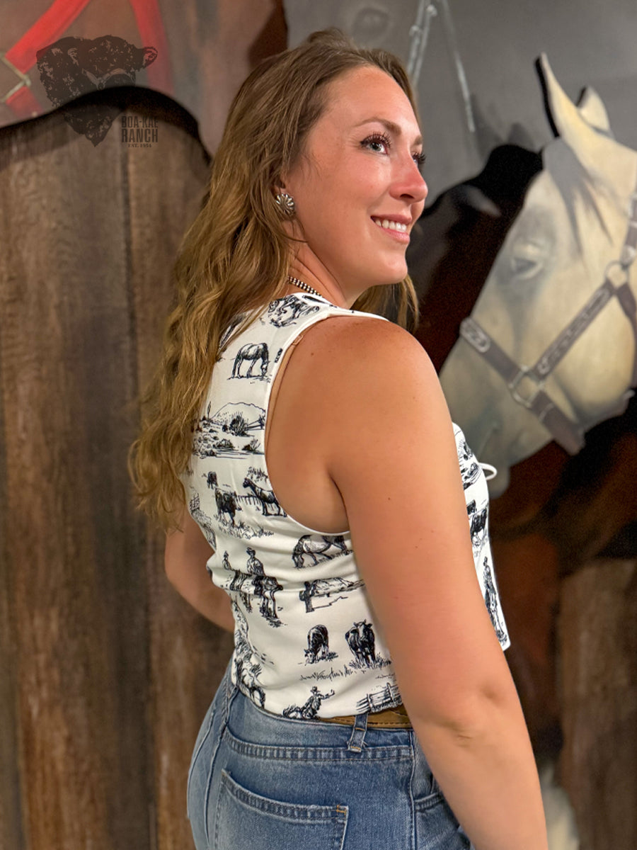 Ranch Print Tie-Up Vest