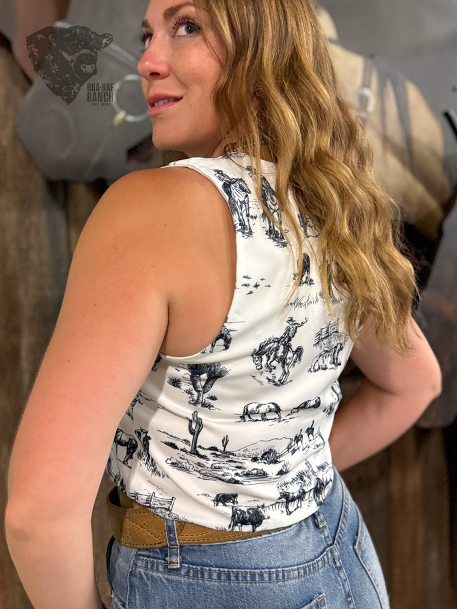 Ranch Print Tie-Up Vest