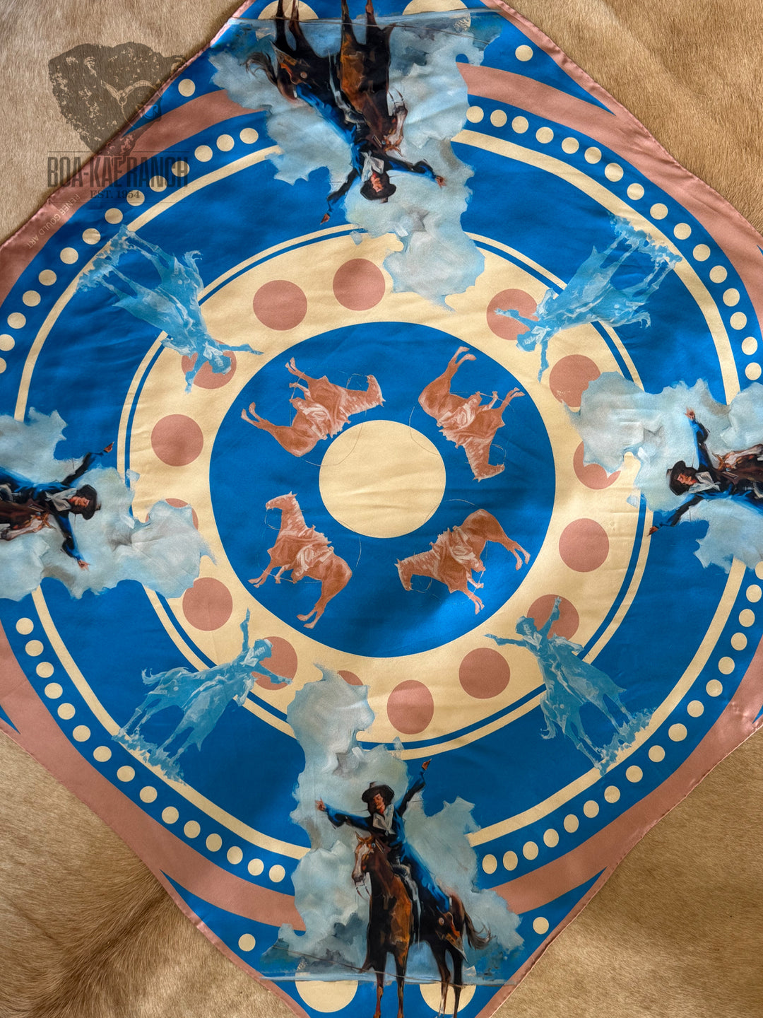 Renee Gould Art Silk Scarf - Blue Flores La Due