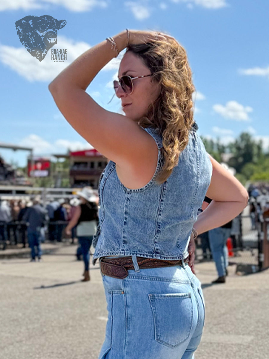 Ruffle Denim Vest