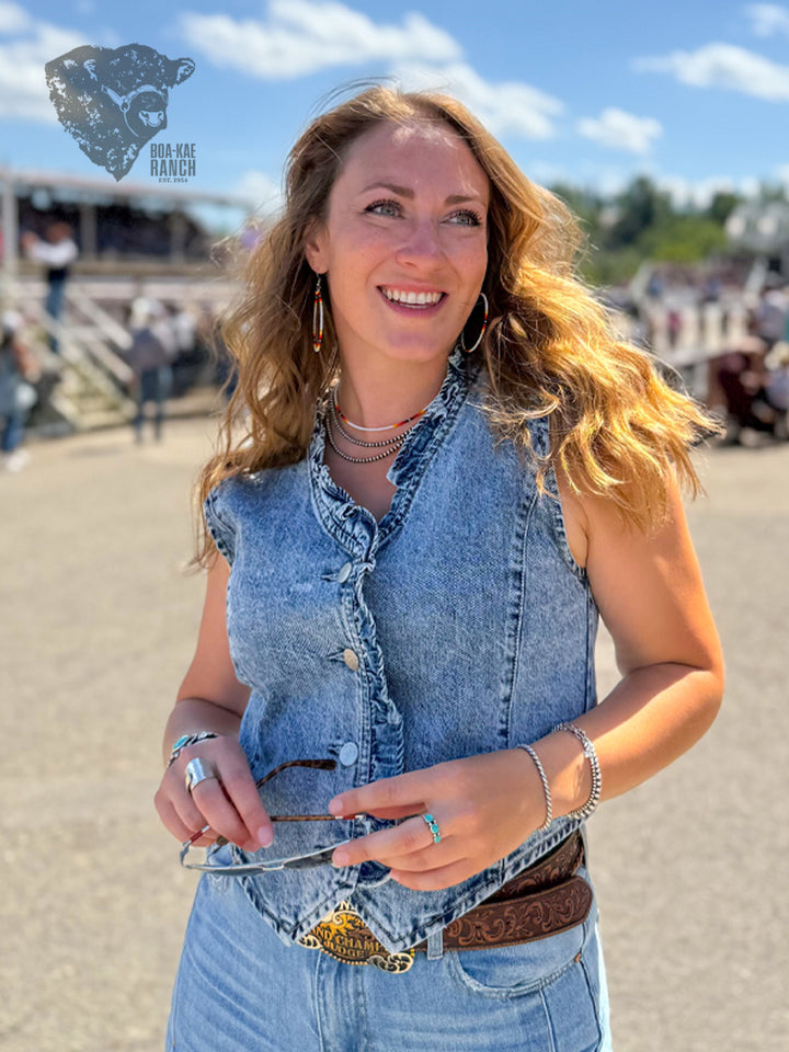 Ruffle Denim Vest