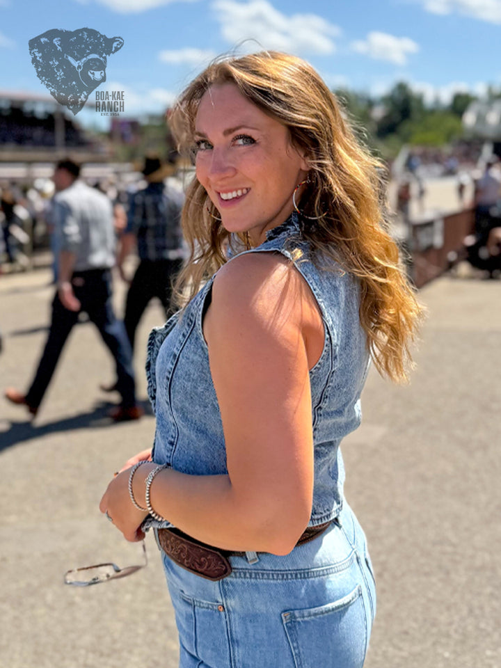 Ruffle Denim Vest