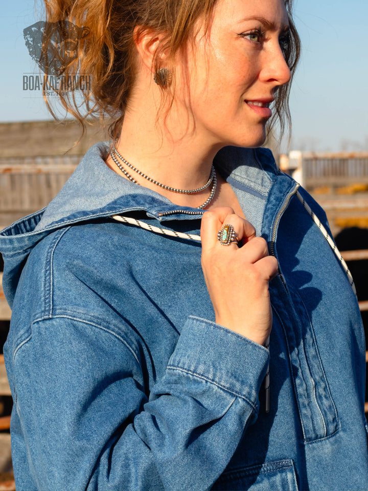 Spring Skies Denim Hoodie