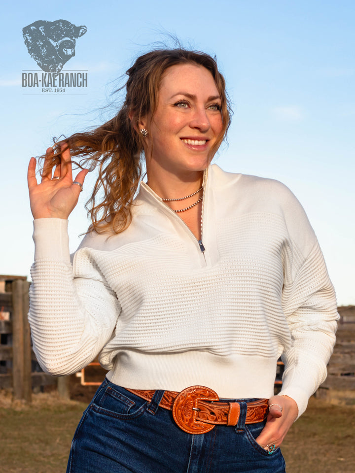 Spring Skies Basket Weave Quarter Zip