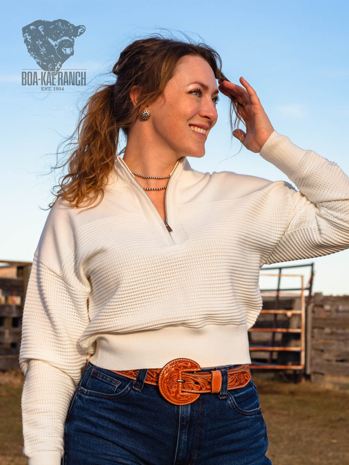 Spring Skies Basket Weave Quarter Zip