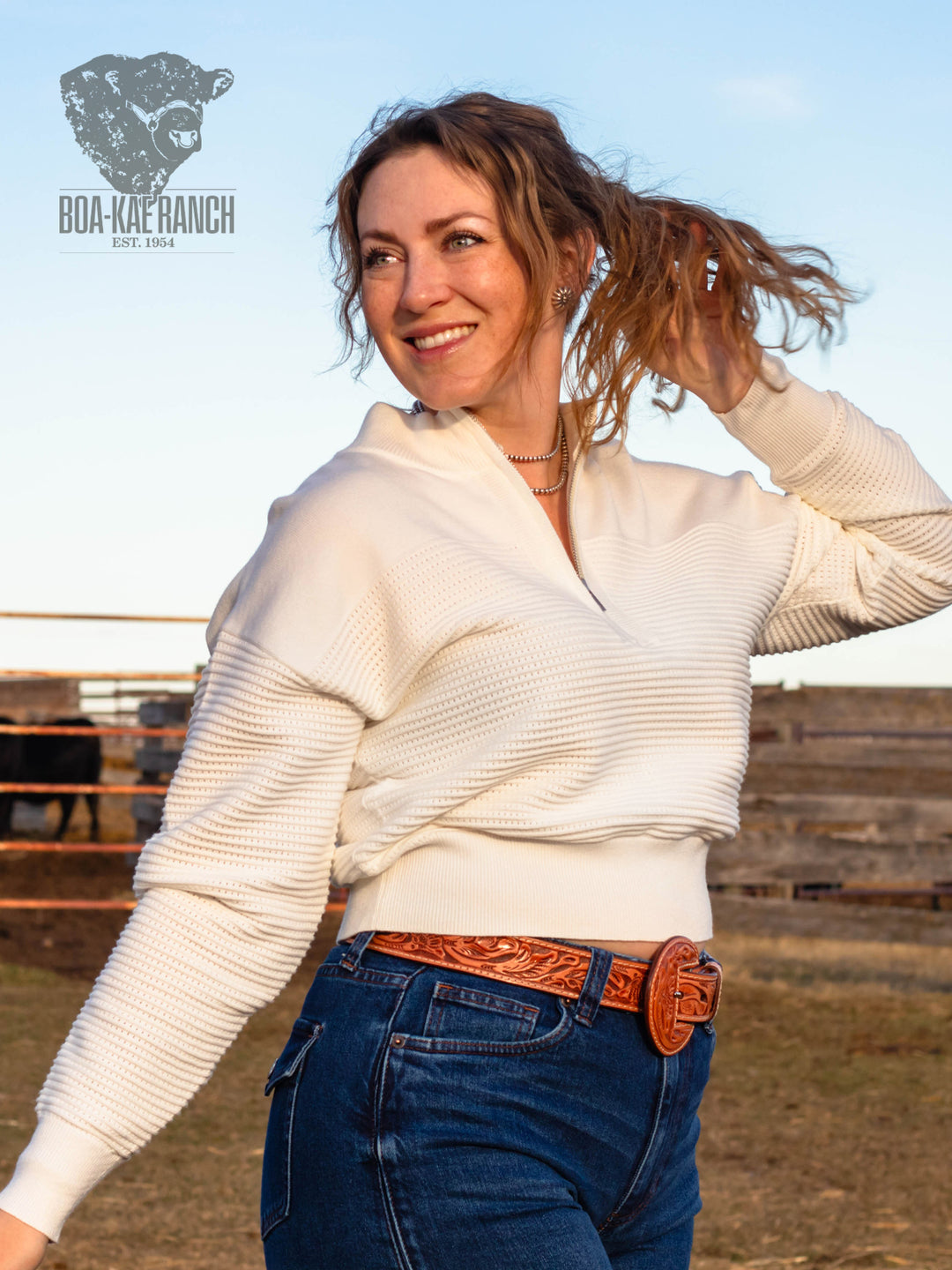 Spring Skies Basket Weave Quarter Zip
